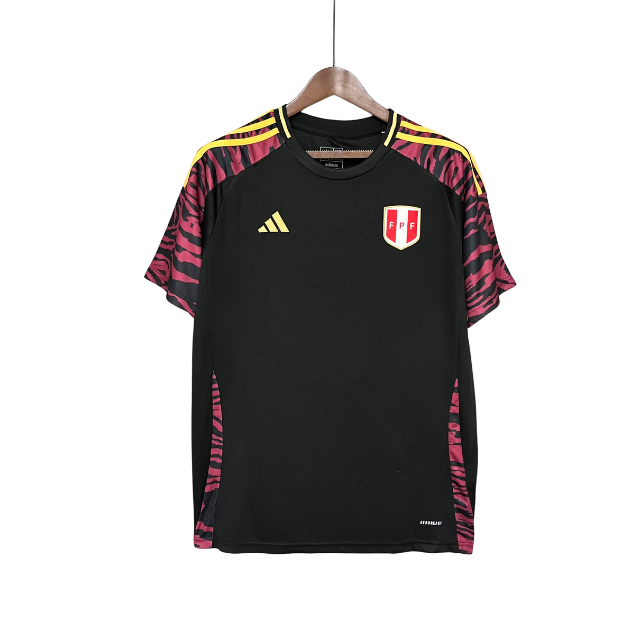 Camisa Seleção Peru II 24/25 - Torcedor Masculina - Preta com detalhes em vermelho e dourado