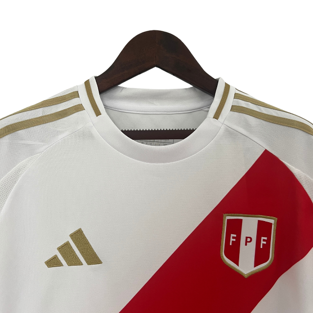 Camisa Seleção Peru I 24/25 - Torcedor Masculina - Branca com detalhes em vermelho