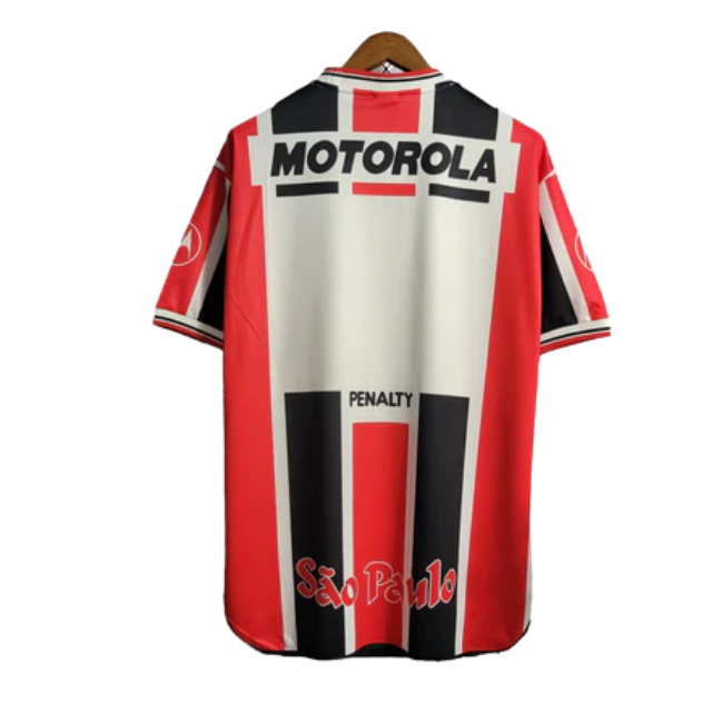 Camisa Retrô São Paulo II 2000 - Masculina Penalty - Tricolor com símbolo da Motorola