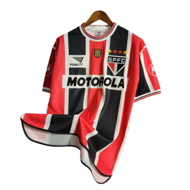Camisa Retrô São Paulo II 2000 - Masculina Penalty - Tricolor com símbolo da Motorola