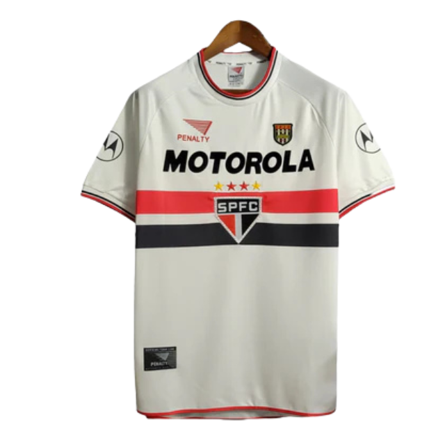 Camisa Retrô São Paulo I 2000 - Masculina Penalty - Branca com símbolo do Paulistão