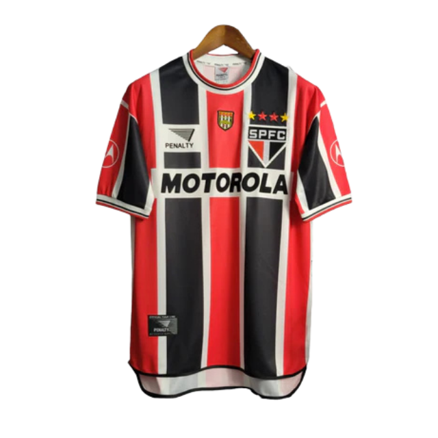 Camisa Retrô São Paulo II 2000 - Masculina Penalty - Tricolor com símbolo da Motorola