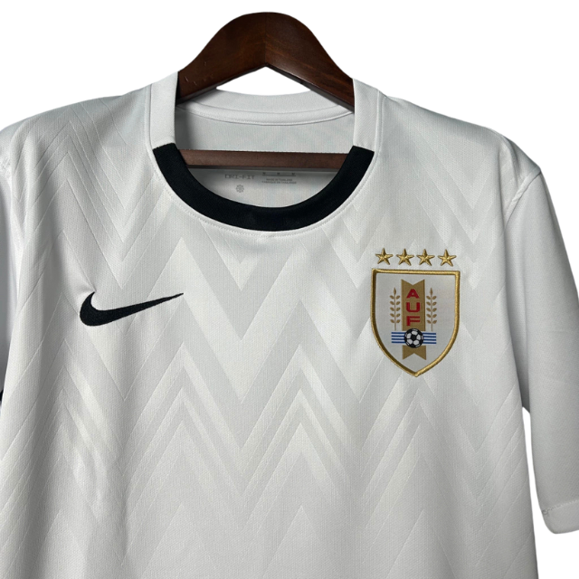 Camisa Seleção do Uruguai II 25/26 - Torcedor Masculina - Branca com detalhes em azul
