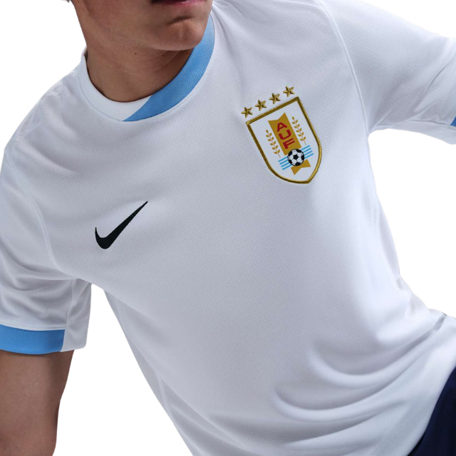 Camisa Seleção do Uruguai II 24/25 - Torcedor Masculina - Branca com detalhes em azul