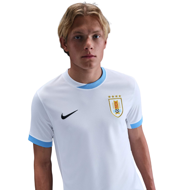 Camisa Seleção do Uruguai II 24/25 - Torcedor Masculina - Branca com detalhes em azul