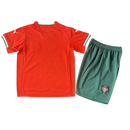 Kit Infantil Seleção Portugal I 25/26 - Vermelho com detalhes em preto e verde