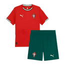 Kit Infantil Seleção Portugal I 25/26 - Vermelho com detalhes em preto e verde