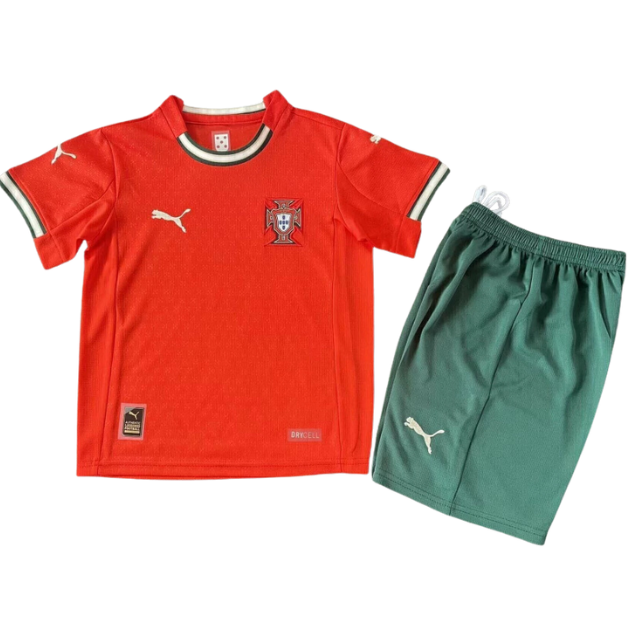 Kit Infantil Seleção Portugal I 25/26 - Vermelho com detalhes em preto e verde