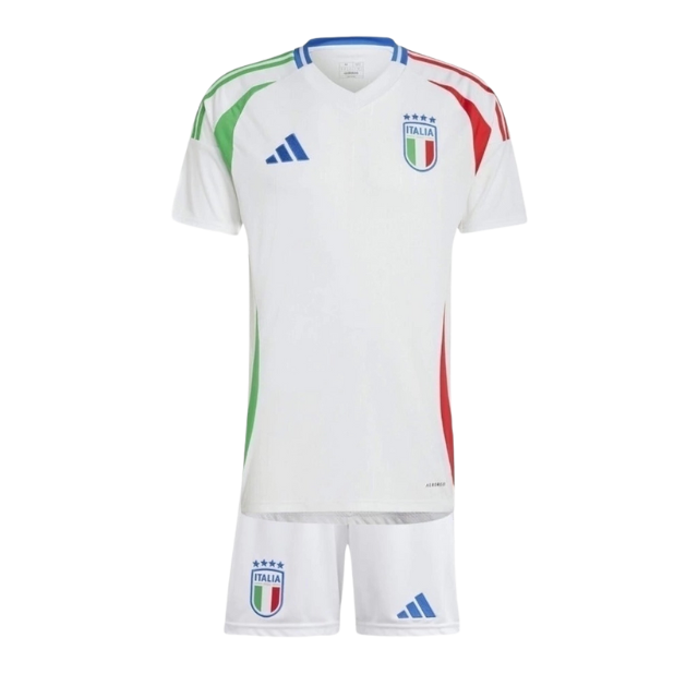 Kit Infantil Seleção da Itália II 24/25 - Branco com detalhes em azul e vermelho e verde