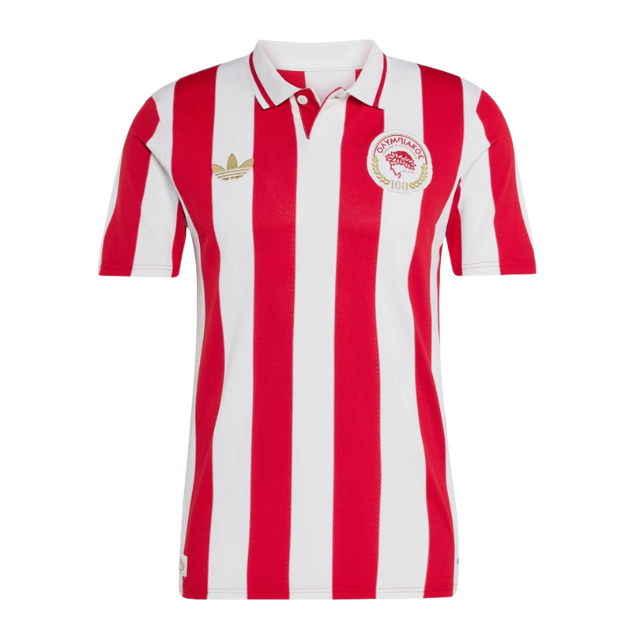 Camisa Olympiacos 100 Anos - Torcedor Masculina - Branco e vermelho