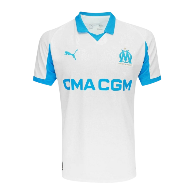Camisa Olympique Marseille Home 25/26 - Torcedor Masculina - Branco e azul
