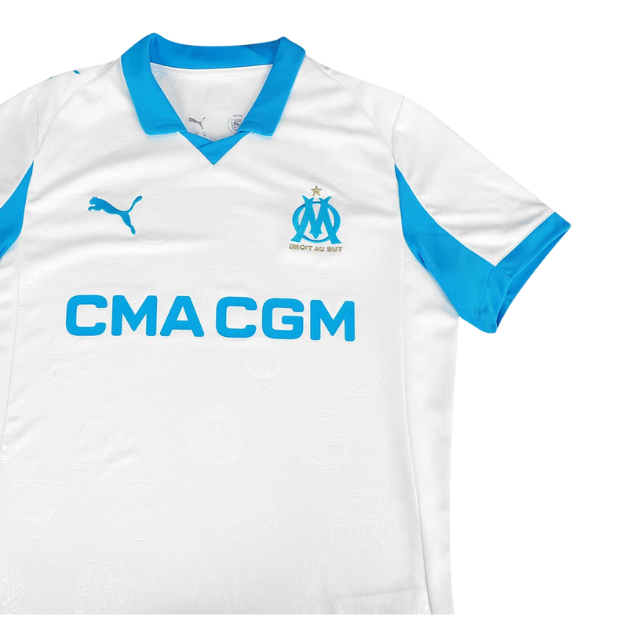 Camisa Olympique Marseille Home 25/26 - Torcedor Masculina - Branco e azul