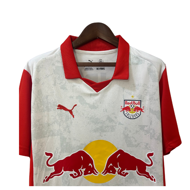 Camisa Red Bull Leipzig 25/26 - Torcedor Masculina - Branca com detalhes em vermelho