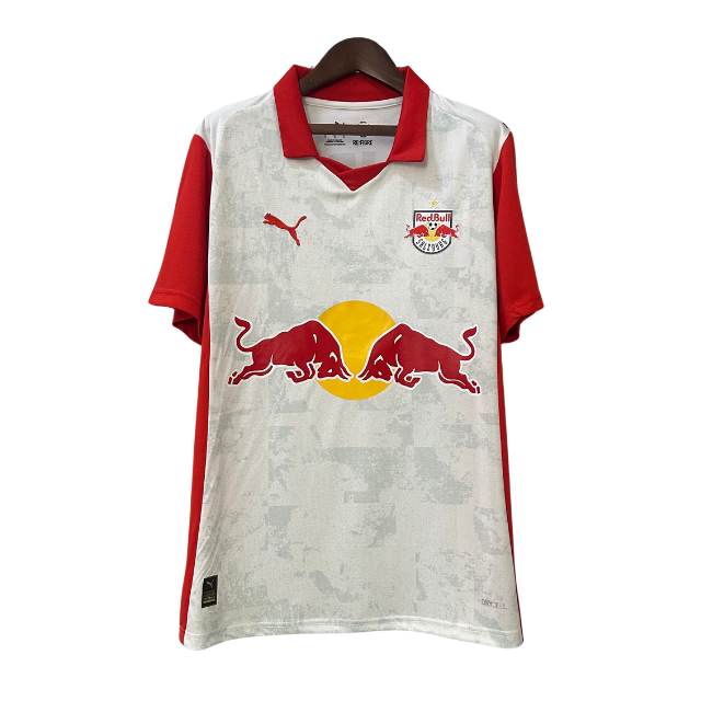 Camisa Red Bull Leipzig 25/26 - Torcedor Masculina - Branca com detalhes em vermelho
