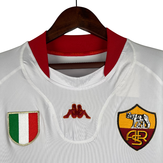 Camisa Roma retrô Away 01/02 - Torcedor - Branca