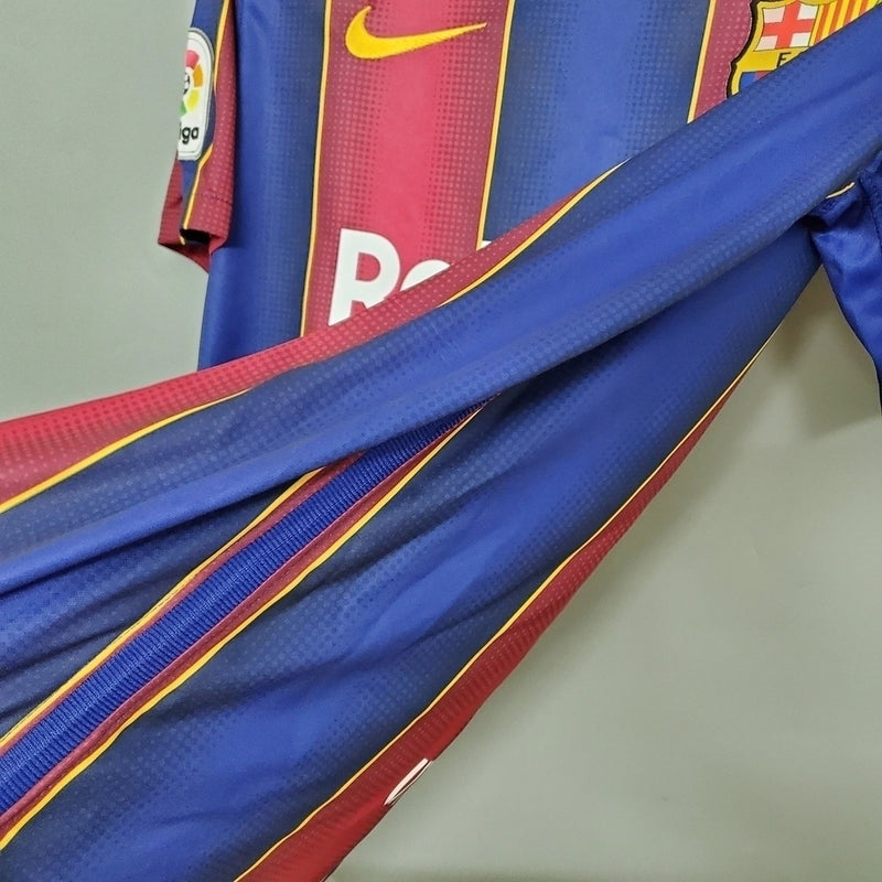 Camisa Retrô Barcelona Home 20/21 Torcedor Masculina - Azul e Grená