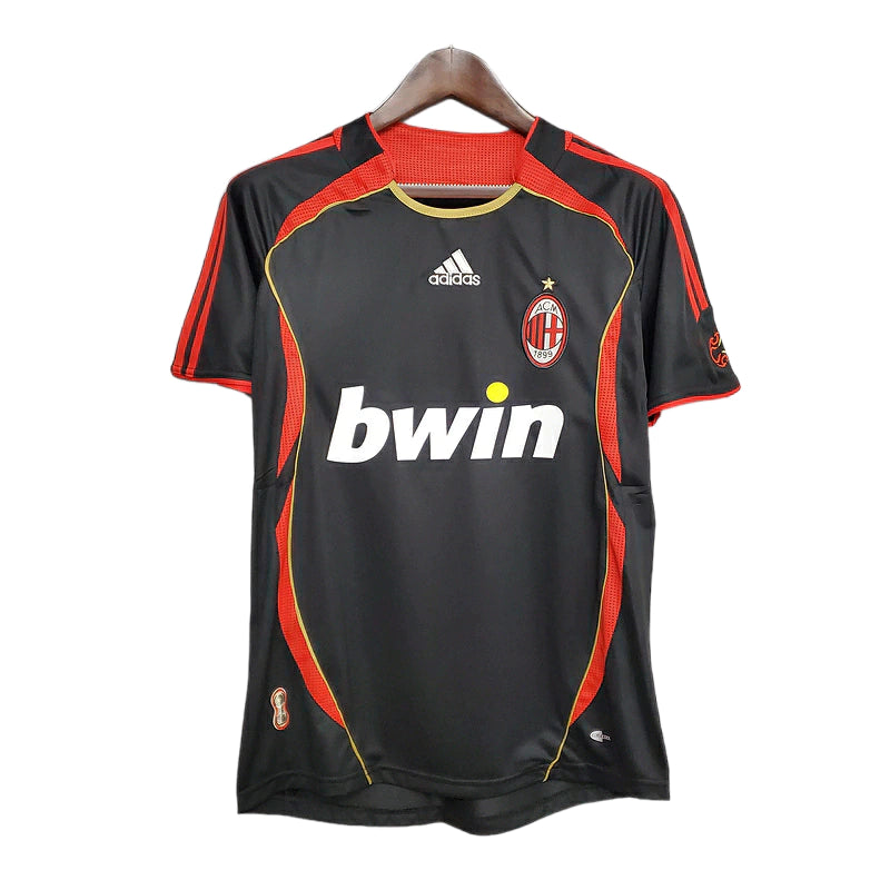 camisa retro milan preta 2006, camisa ac milan 2006 segunda, camisa milan adidas retrô preta, camisa milan 2006 masculina, camisa antiga milan preta