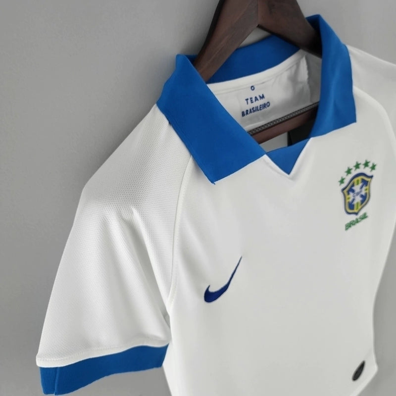 Camisa Seleção Brasileira Copa América 2019/2020 Torcedor  Feminina - Branca com detalhes em azul e verde