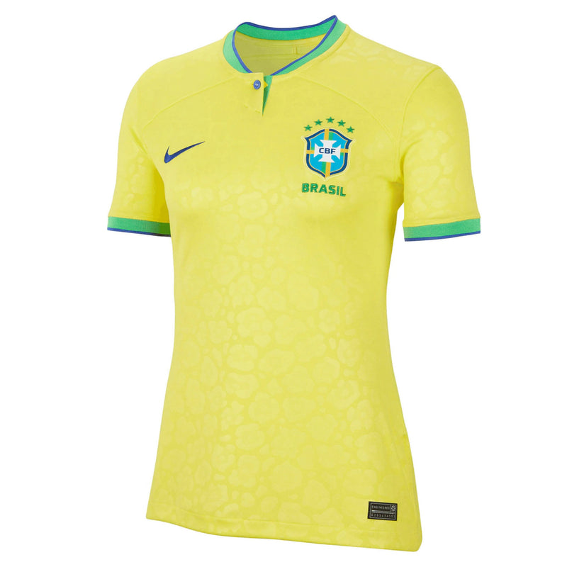 Camisa Seleção Brasileira I 2022 - Torcedor Feminina - Amarela com detalhes em verde