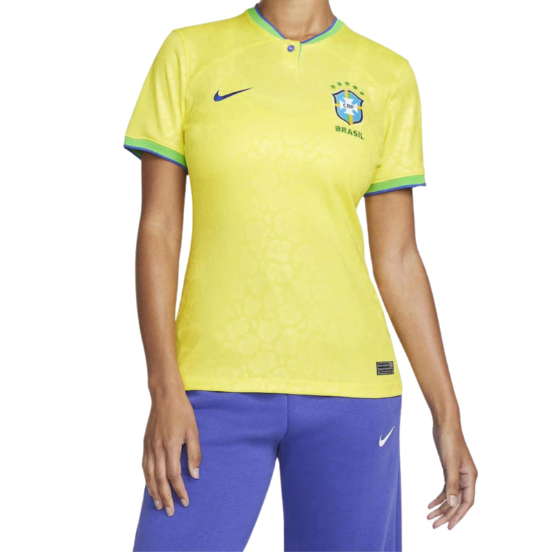Camisa Seleção Brasileira I 2022 - Torcedor Feminina - Amarela com detalhes em verde