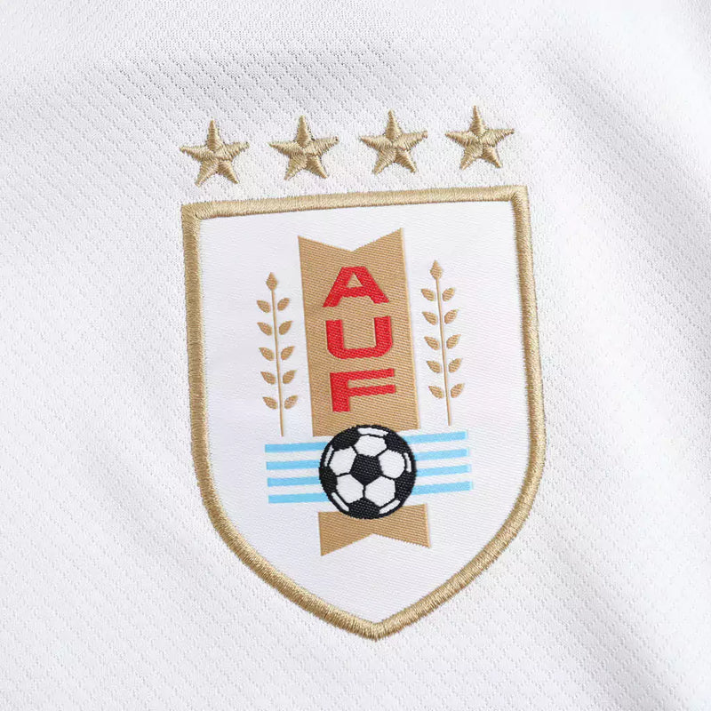 Camisa Seleção do Uruguai II 24/25 - Torcedor Masculina - Branca com detalhes em azul