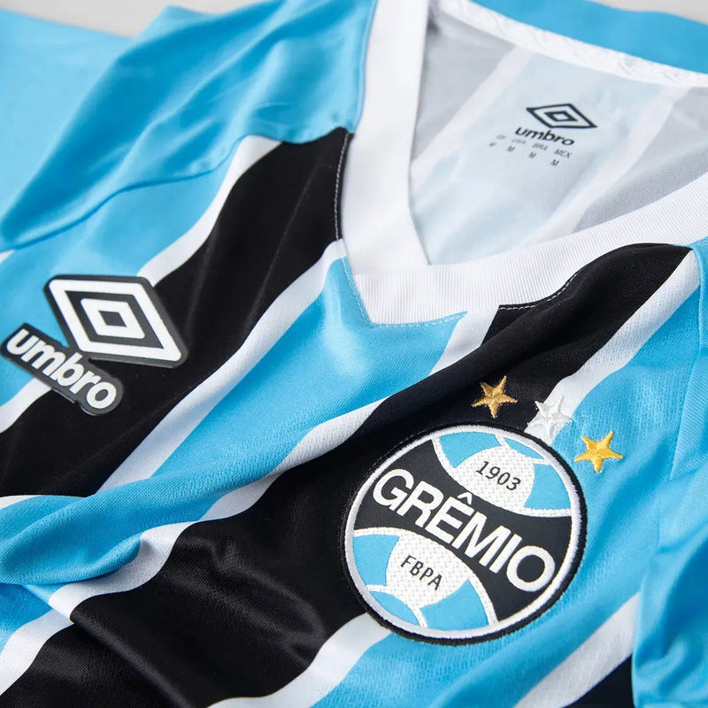 Camisa Grêmio Home 25/26 - Torcedor Masculino - Azul com listras preto e branco
