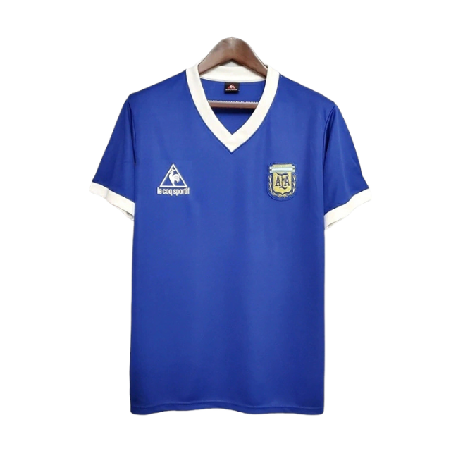 Camisa Retrô Seleção da Argentina I 1986 - Masculina Le Coq Sportif - Branca com detalhes em azul (Cópia)
