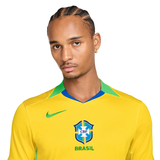 Camisa Seleção Brasileira I 25/26 - Torcedor Masculina - Amarela com detalhes em verde