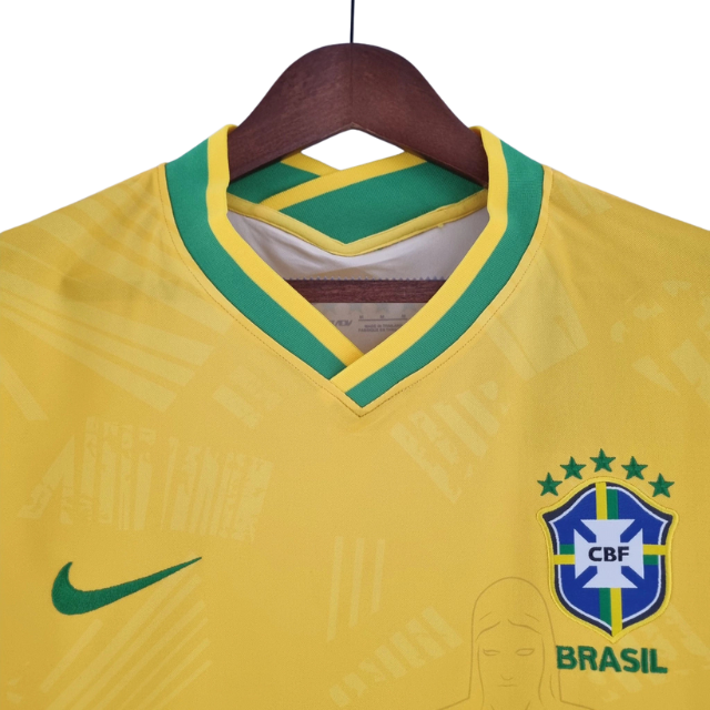 Camisa Seleção Brasileira Edição Especial Cristo Redentor Torcedor Masculina - Amarela