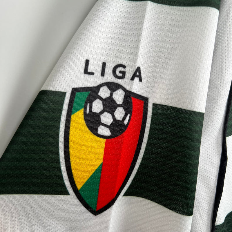 Camisa Retrô Sporting Lisboa I 2001/2003 manga longa - Reebok Masculina - Branca com detalhes em verde