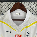 Camisa Tottenham I Retrô 2009/10 - Masculina - Branca com detalhes em amarelo