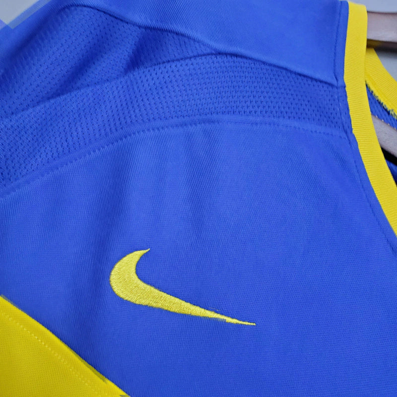 Camisa Retrô Boca Juniors 2003/2004 manga longa - Masculina - Azul com detalhes em amarelo