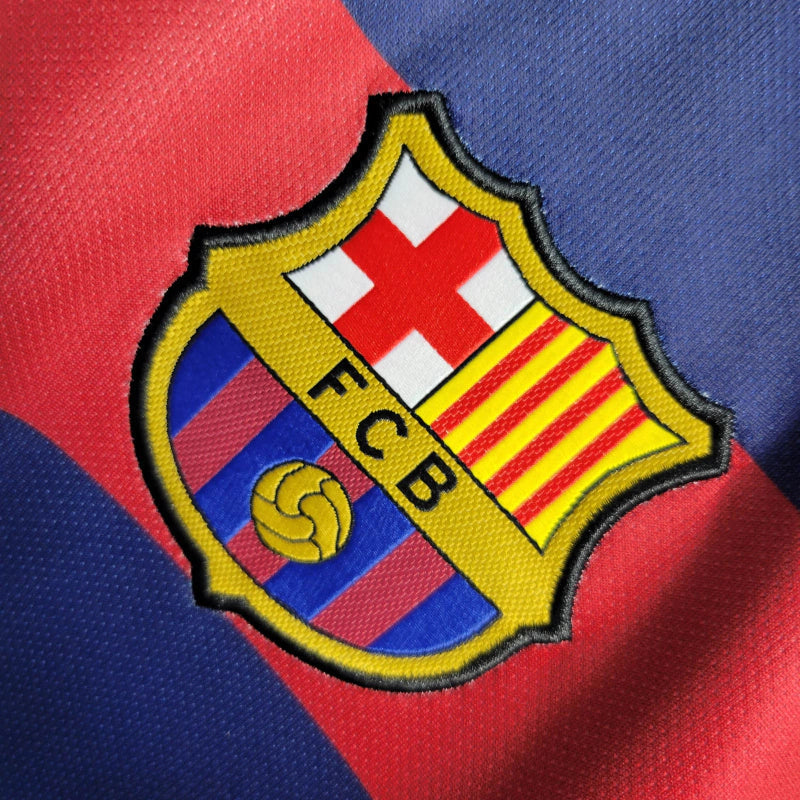 Camisa Retrô Barcelona I 15/16 - Masculina - Azul com detalhes em vermelho e amarelo