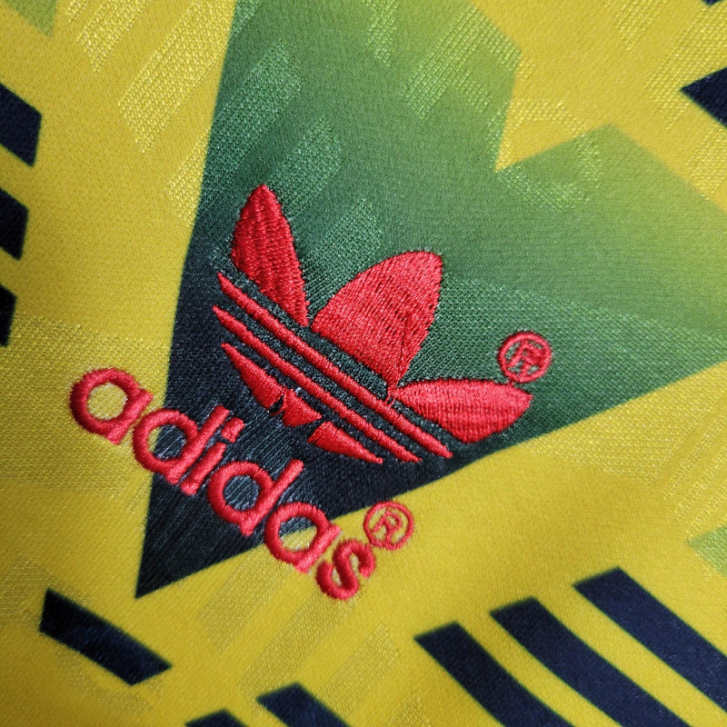 Camisa Retrô Arsenal II 1991/1993 manga longa - Masculina - Amarela com detalhes em verde e vermelho