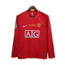 Camisa Retrô Manchester United + Pacth 2007/2008 manga longa - Masculina Nike - Vermelha com detalhes em branco