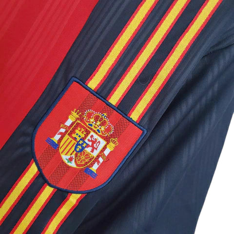 Camisa Retrô Seleção da Espanha I 1996 - Masculina - Vermelha com detalhes em azul