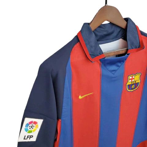 Camisa Barcelona Retrô 2003/2004 Azul e Grená