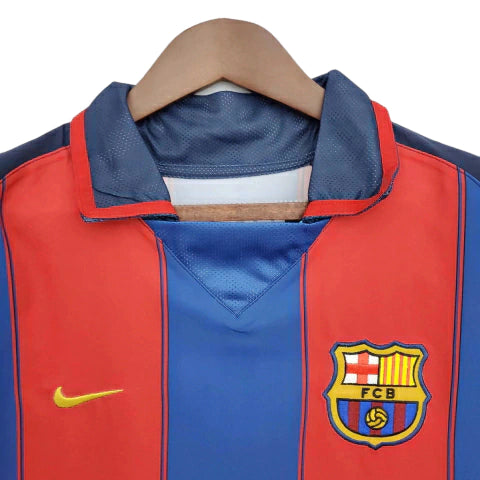 Camisa Barcelona Retrô 2003/2004 Azul e Grená
