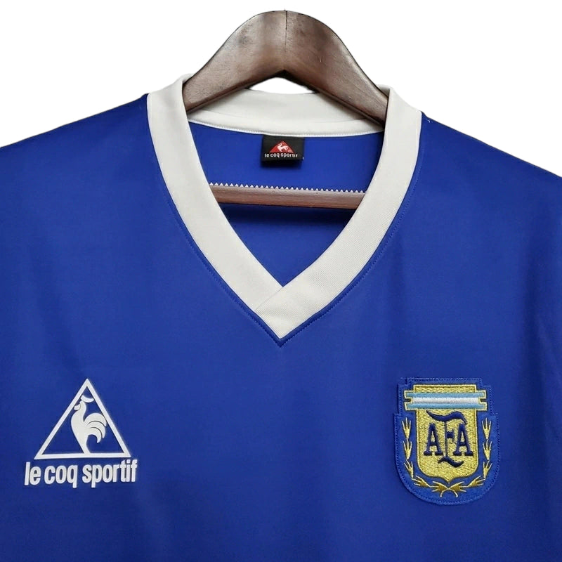 Camisa Retrô Seleção da Argentina I 1986 - Masculina Le Coq Sportif - Branca com detalhes em azul (Cópia)