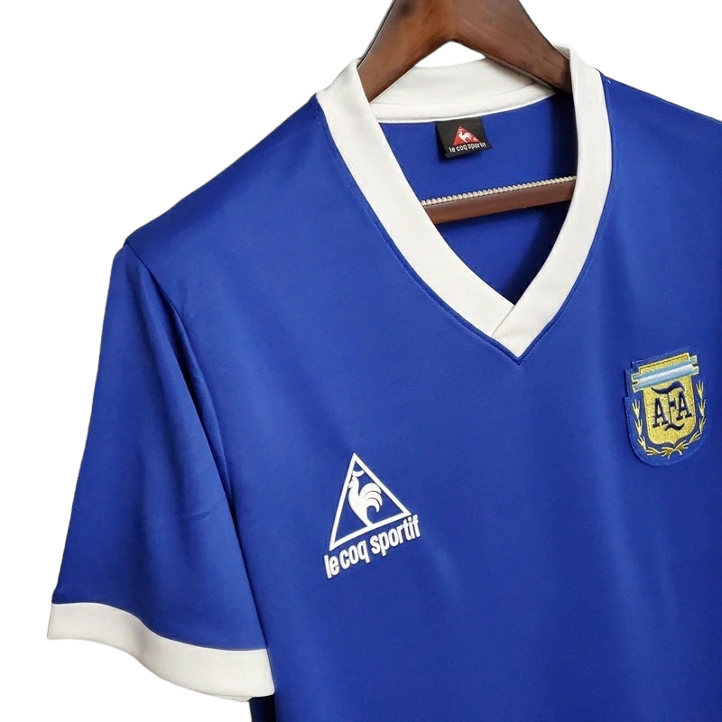 Camisa Retrô Seleção da Argentina I 1986 - Masculina Le Coq Sportif - Branca com detalhes em azul (Cópia)