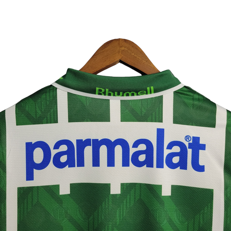 Camisa Retrô Palmeiras 1996 - Torcedor Rhumell Masculina - Verde com detalhes branco com patrocínio Parmalat