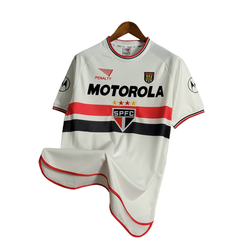 Camisa Retrô São Paulo I 2000 - Masculina Penalty - Branca com símbolo do Paulistão