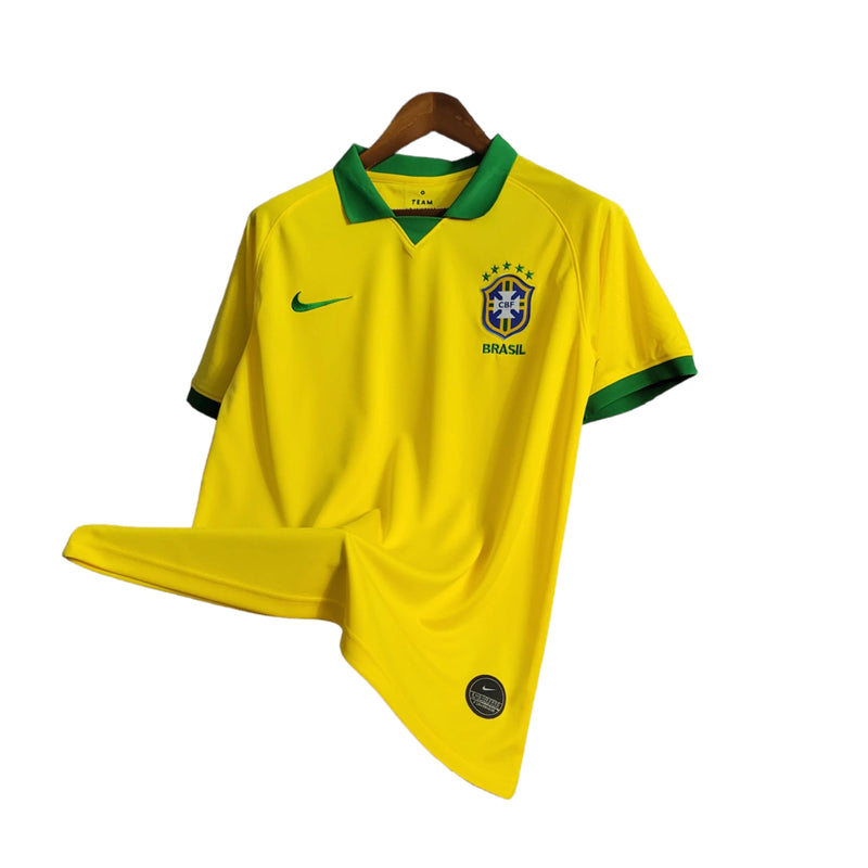 Camisa Seleção Brasileira I 19/20 Torcedor Masculina -Amarela com a Gola Verde