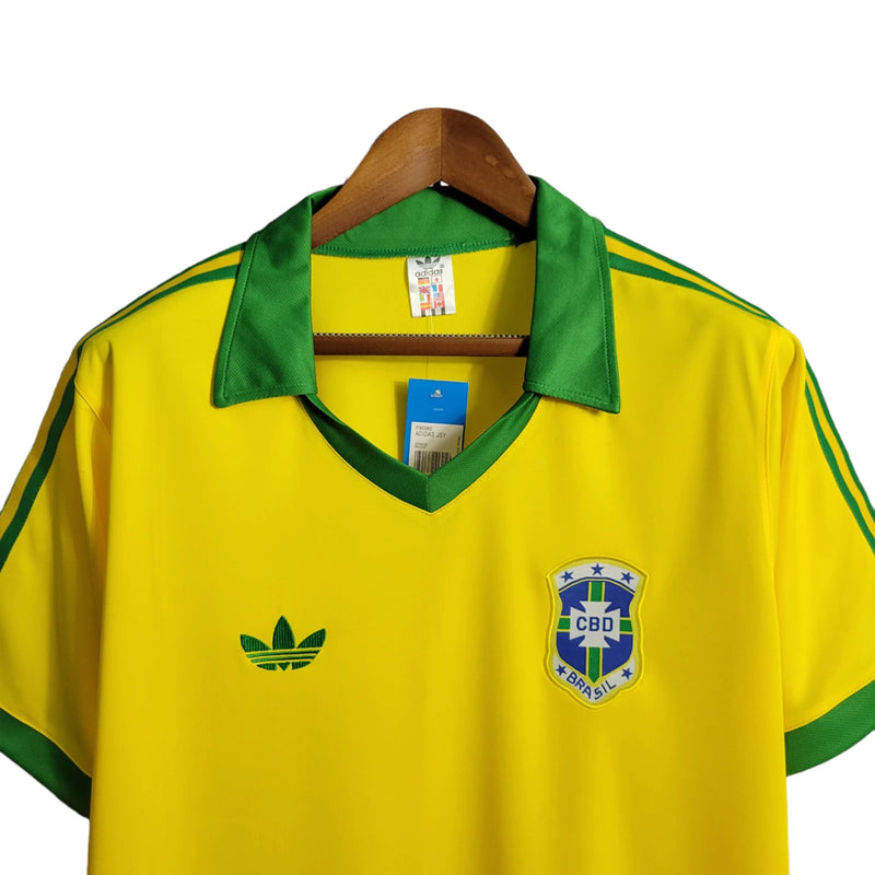 Camisa Seleção Brasileira I Retrô 1979 - Torcedor - Amarelo com detalhes em verde