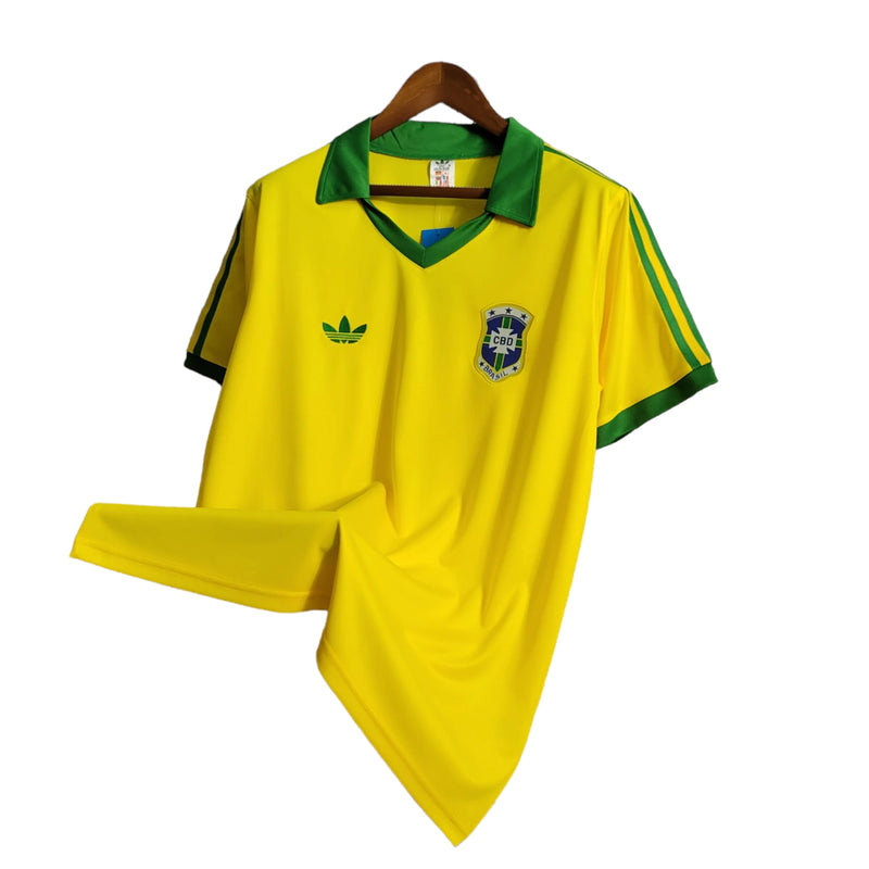 Camisa Seleção Brasileira I Retrô 1979 - Torcedor - Amarelo com detalhes em verde