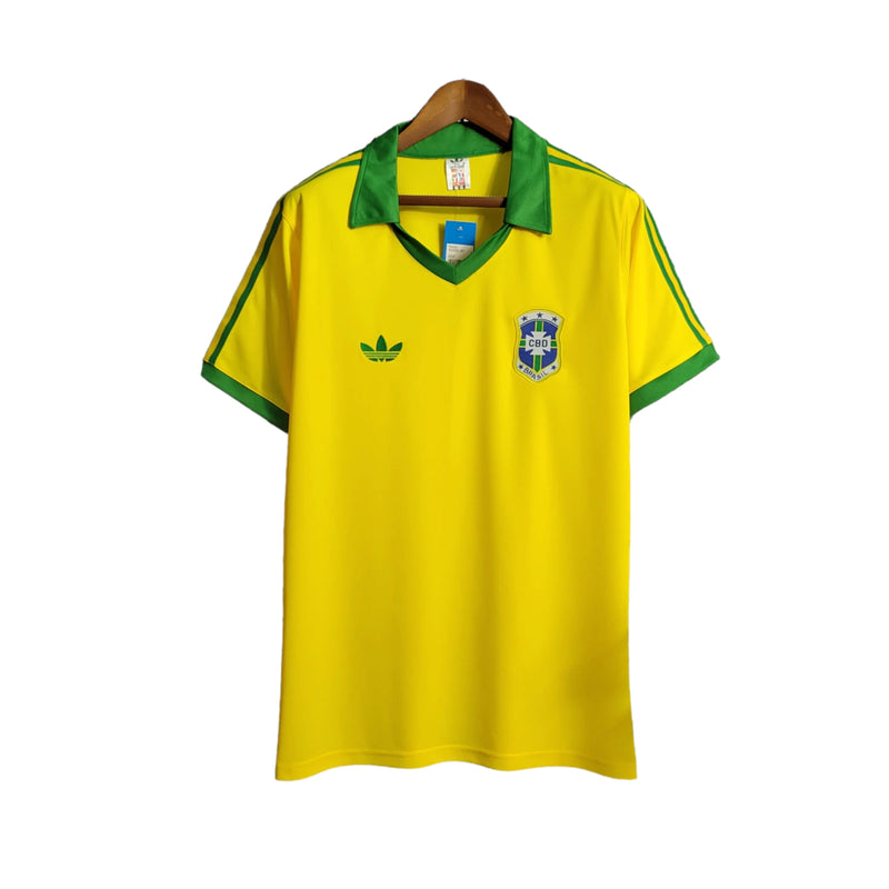 Camisa Seleção Brasileira I Retrô 1979 - Torcedor - Amarelo com detalhes em verde