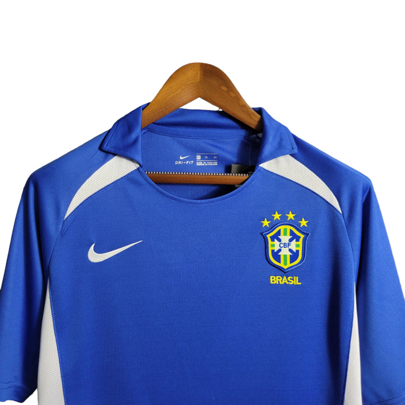 Camisa Seleção Brasileira Retrô II 2002 - Torcedor Masculina - Azul com detalhes em branco