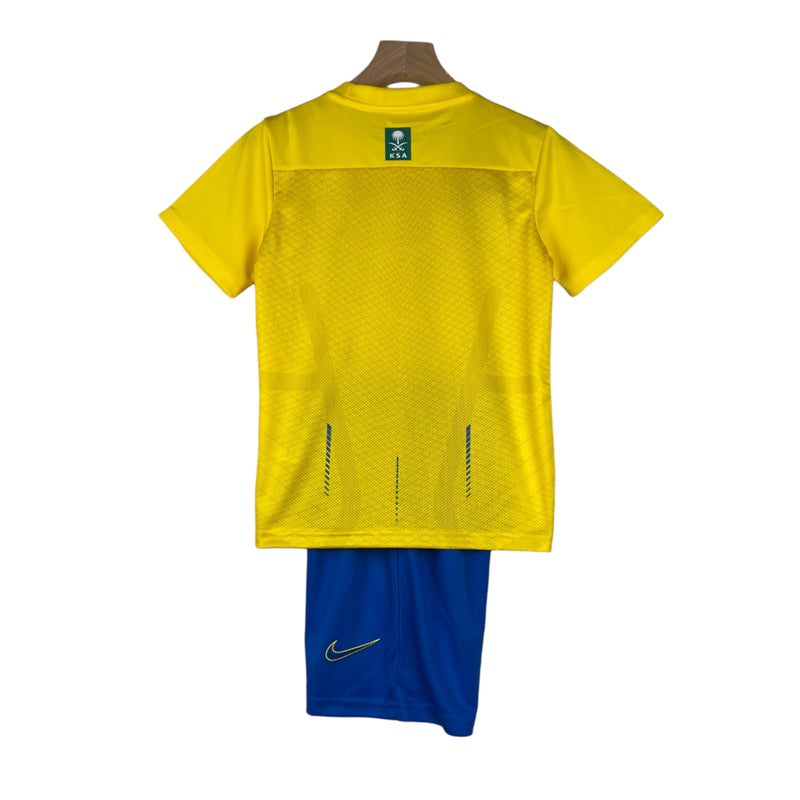 Kit Infantil Al-Nassr I 23/24 - Amarelo com detalhes em azull