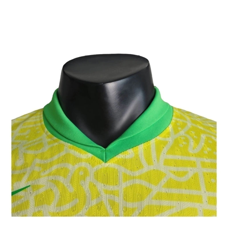 Camisa Seleção Brasileira I 24/25 - Jogador Masculina - Amarela com detalhes em verde