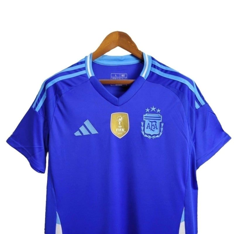 Camisa Seleção da Argentina II 24/25 - Patch Word Champions 2022 - Torcedor Masculina - Azul com detalhes em branco